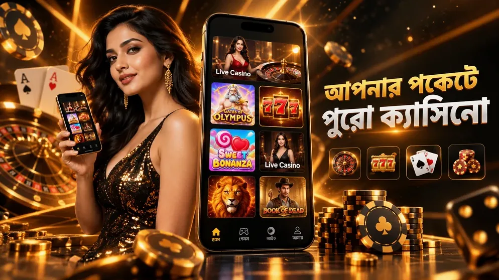 স্মার্টফোনে ক্যাসিনো অ্যাপের স্ক্রিন