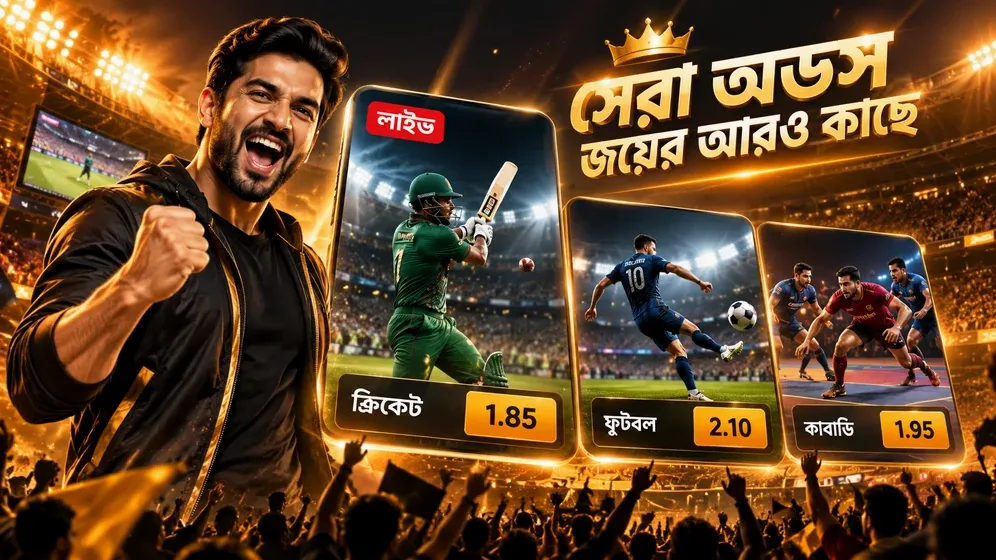 ক্রিকেট স্টেডিয়ামে লাইভ ম্যাচের দৃশ্য